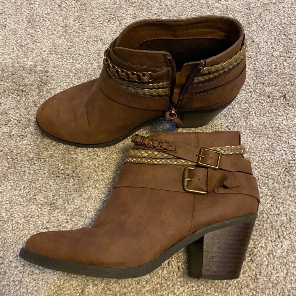 Dark Cognac Ankle Booties- Size 8